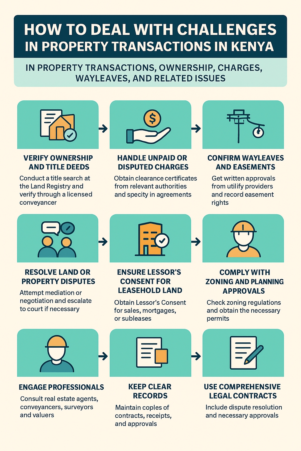 How to Deal with Challenges in Property Transactions, Ownership, Charges, Wayleaves, and Related Issues in Kenya