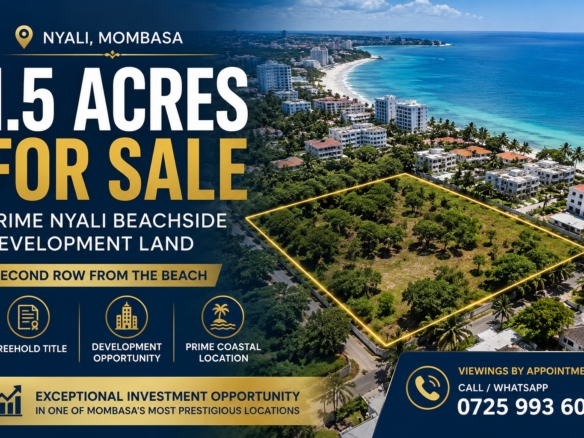 1.5-Acre Prime Development Land for Sale – Nyali, Mombasa