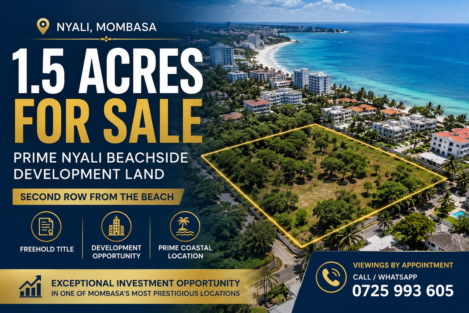 1.5-Acre Prime Development Land for Sale – Nyali, Mombasa